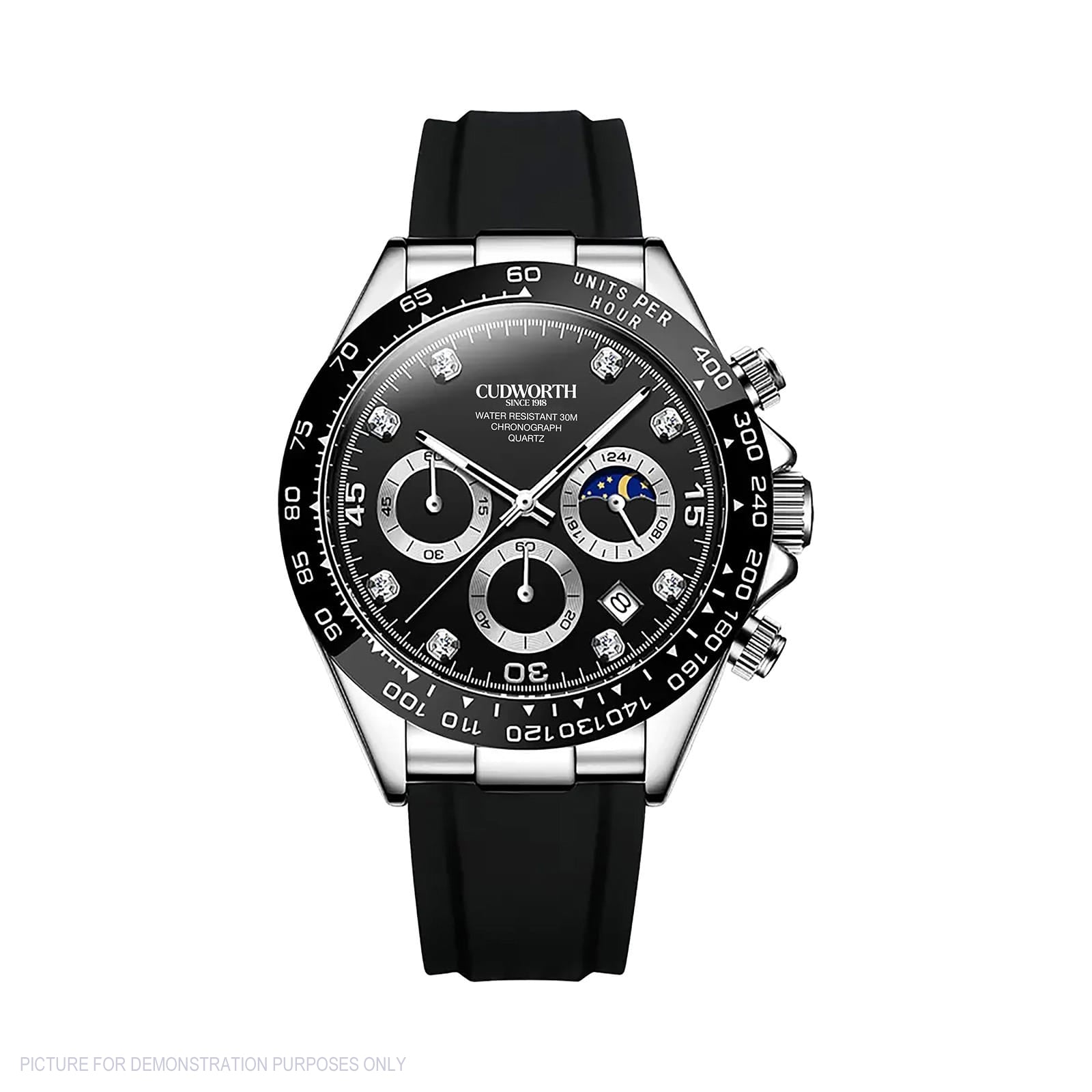 Cudworth Apex Chronograph Jet Black & Silicone Watch